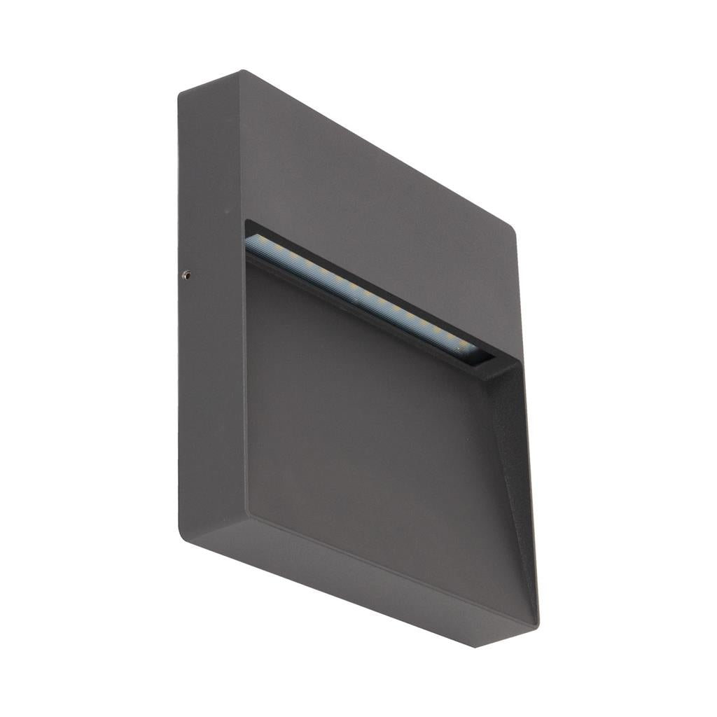 zeke 9 9w square led wall light 240v dark grey