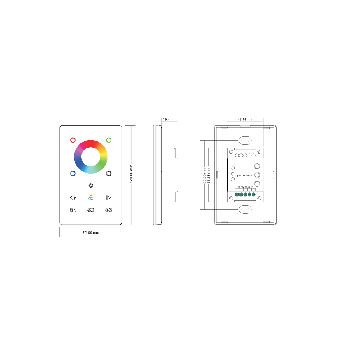 HV9101-ZB-RGBWTP - RGBW Zigbee LED Touch Panel