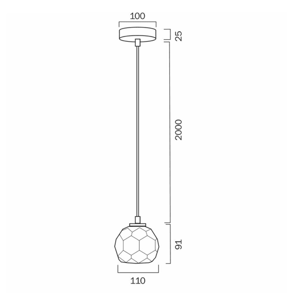 Zaha 1 Light Pendant Dimensions