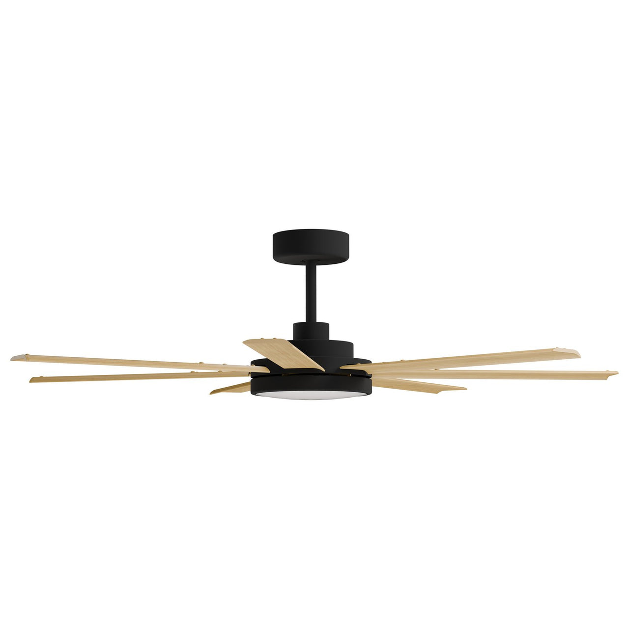 Calibo Alula 60" (1524mm) 7 Blade Indoor/Outdoor DC Ceiling Fan with 24W Light & Remote in Black with Bamboo