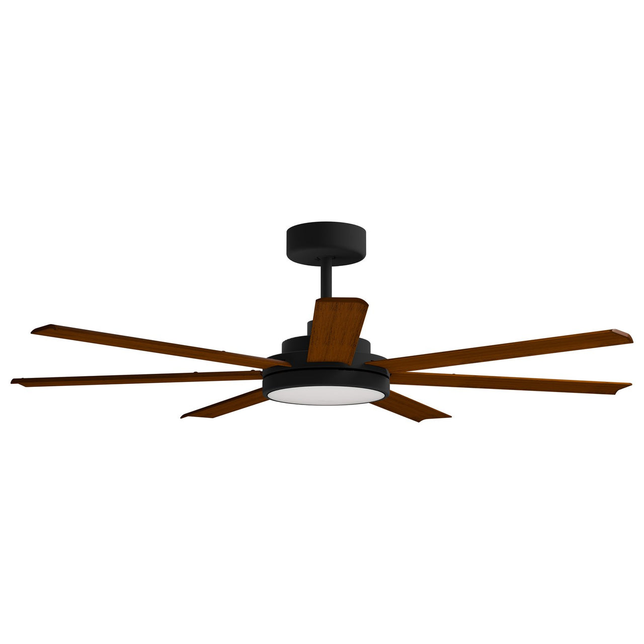 Calibo Alula 60" (1524mm) 7 Blade Indoor/Outdoor DC Ceiling Fan with 24W Light & Remote in Black with Koa