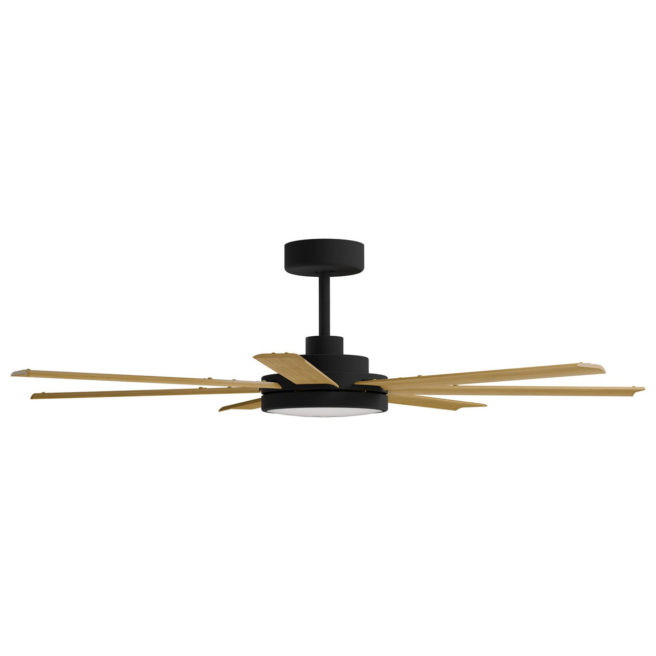 Calibo Alula 60" (1524mm) 7 Blade Indoor/Outdoor DC Ceiling Fan with 24W Light & Remote in Black with Teak