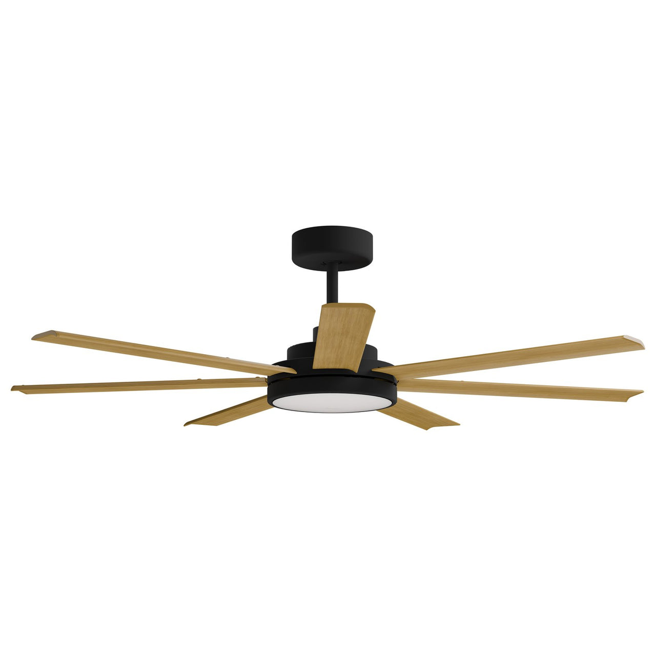 Calibo Alula 60" (1524mm) 7 Blade Indoor/Outdoor DC Ceiling Fan with 24W Light & Remote in Black with Teak