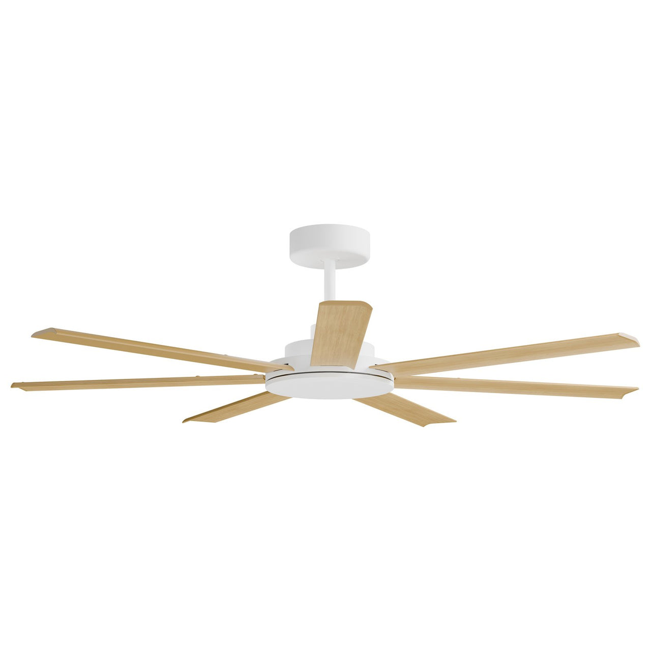 Calibo Alula 60" (1524mm) 7 Blade Indoor/Outdoor DC Ceiling Fan & Remote white with Bamboo