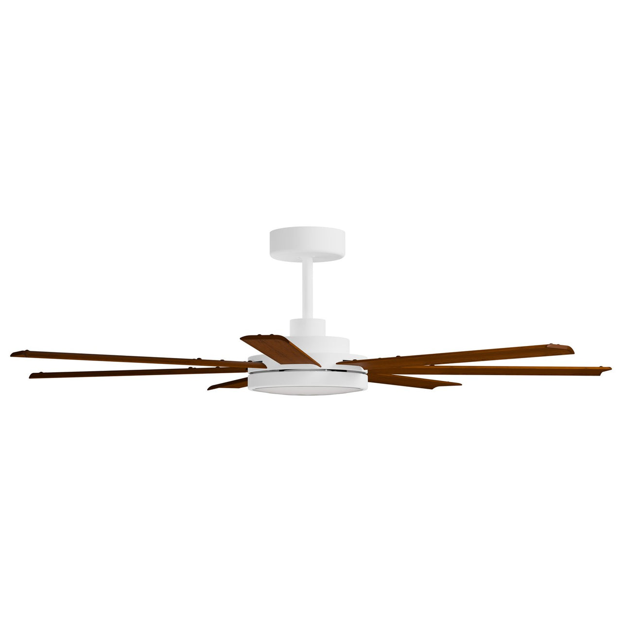 Calibo Alula 60" (1524mm) 7 Blade Indoor/Outdoor DC Ceiling Fan with 24W Light & Remote in White with Koa