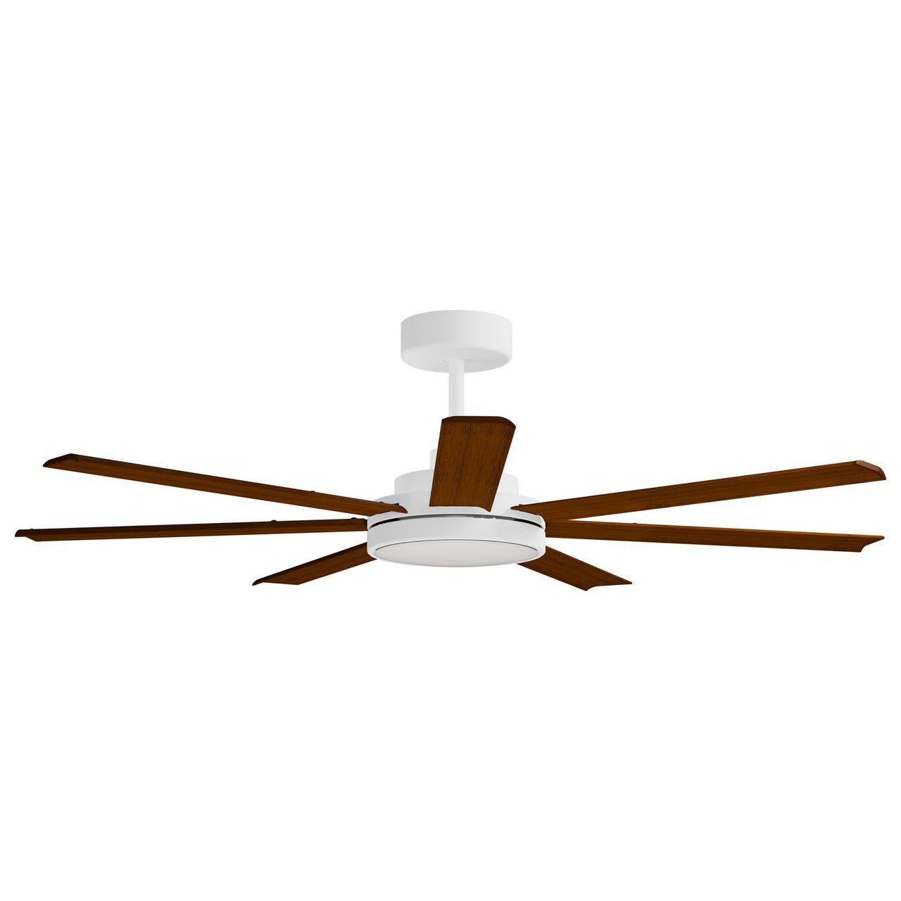 Calibo Alula 60" (1524mm) 7 Blade Indoor/Outdoor DC Ceiling Fan with 24W Light & Remote in White with Koa