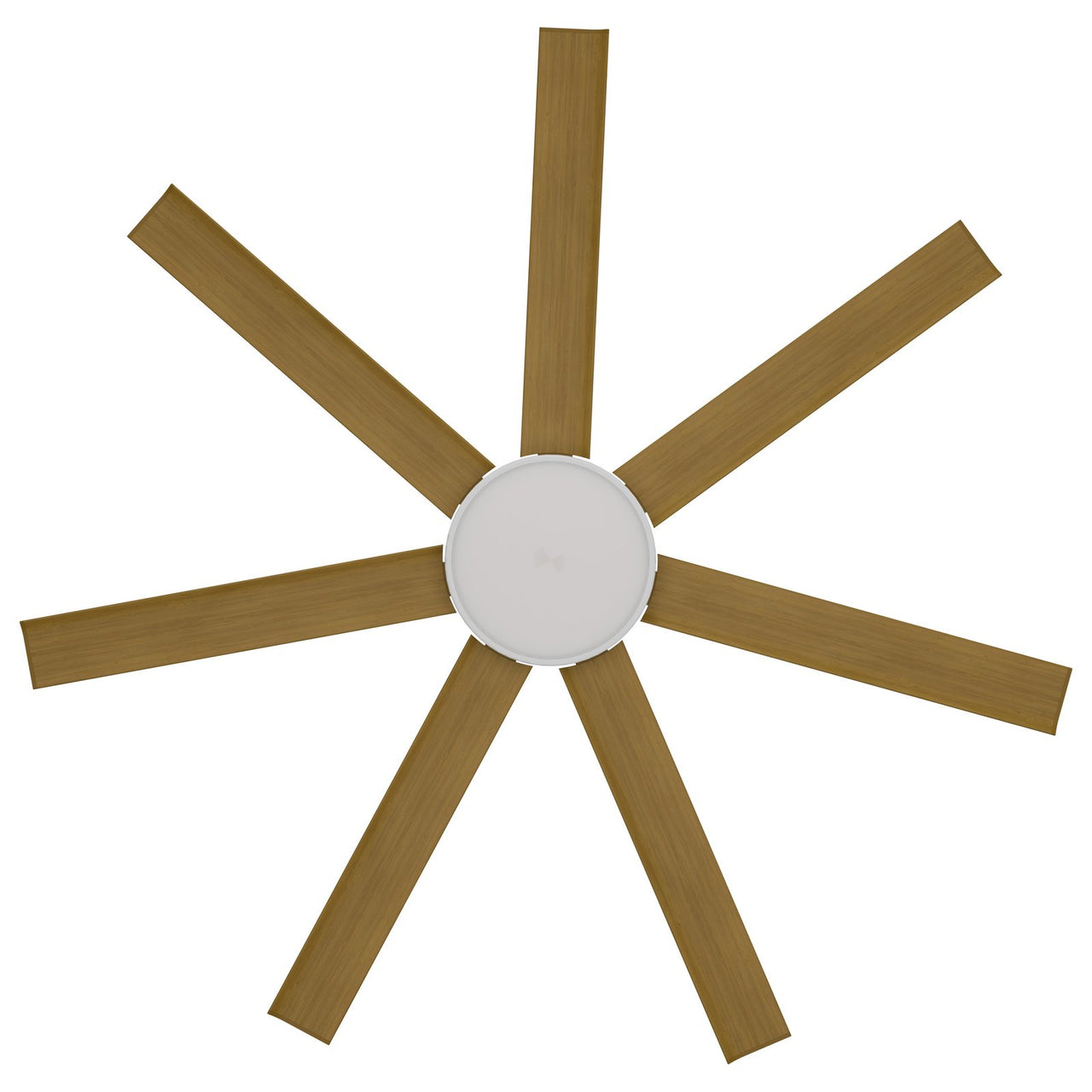 Calibo Alula 60" (1524mm) 7 Blade Indoor/Outdoor DC Ceiling Fan with 24W Light & Remote in White with Teak