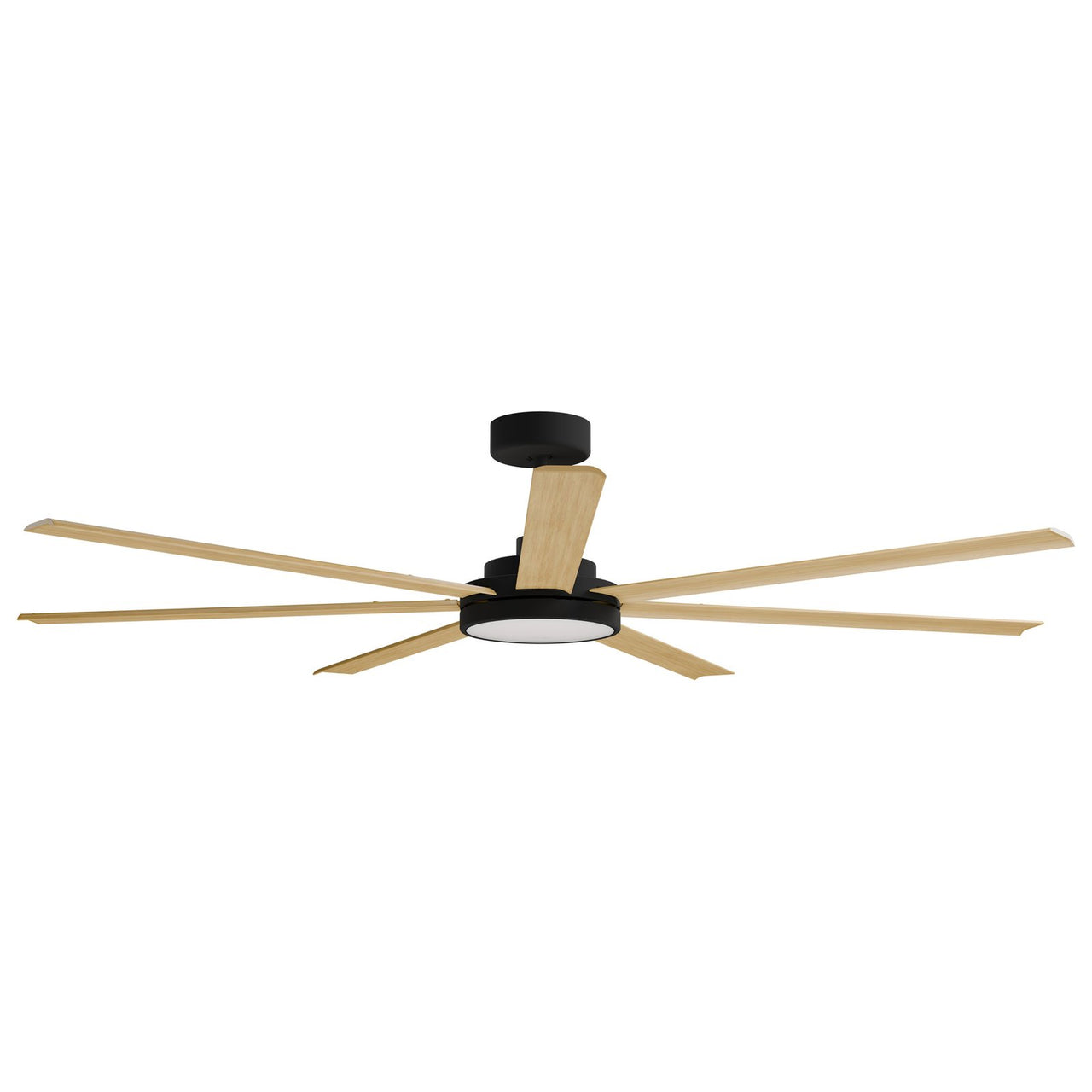 Calibo Alula 80" (2032mm) 7 Blade Indoor/Outdoor DC Ceiling Fan with 24W Light & Remote in Black with Bamboo