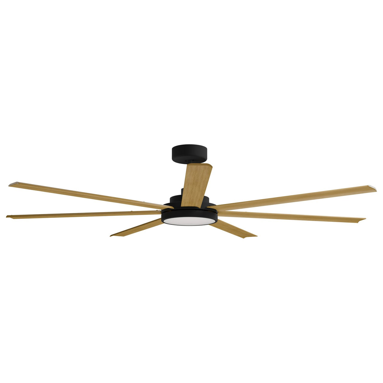 Calibo Alula 80" (2032mm) 7 Blade Indoor/Outdoor DC Ceiling Fan with 24W Light & Remote in Black with Teak