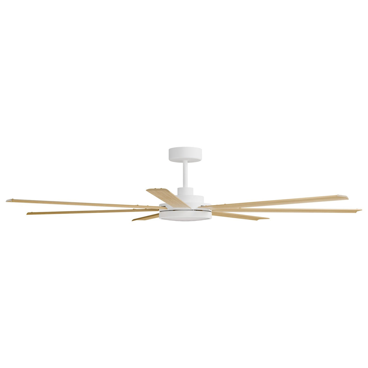 Calibo Alula 80" (2032mm) 7 Blade Indoor/Outdoor DC Ceiling Fan with 24W Light & Remote in White with Bamboo