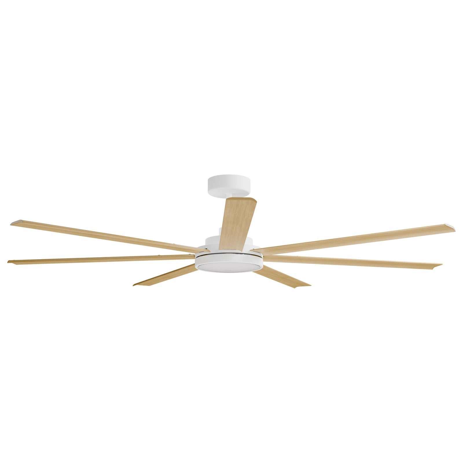 Calibo Alula 80" (2032mm) 7 Blade Indoor/Outdoor DC Ceiling Fan with 24W Light & Remote in White with Bamboo
