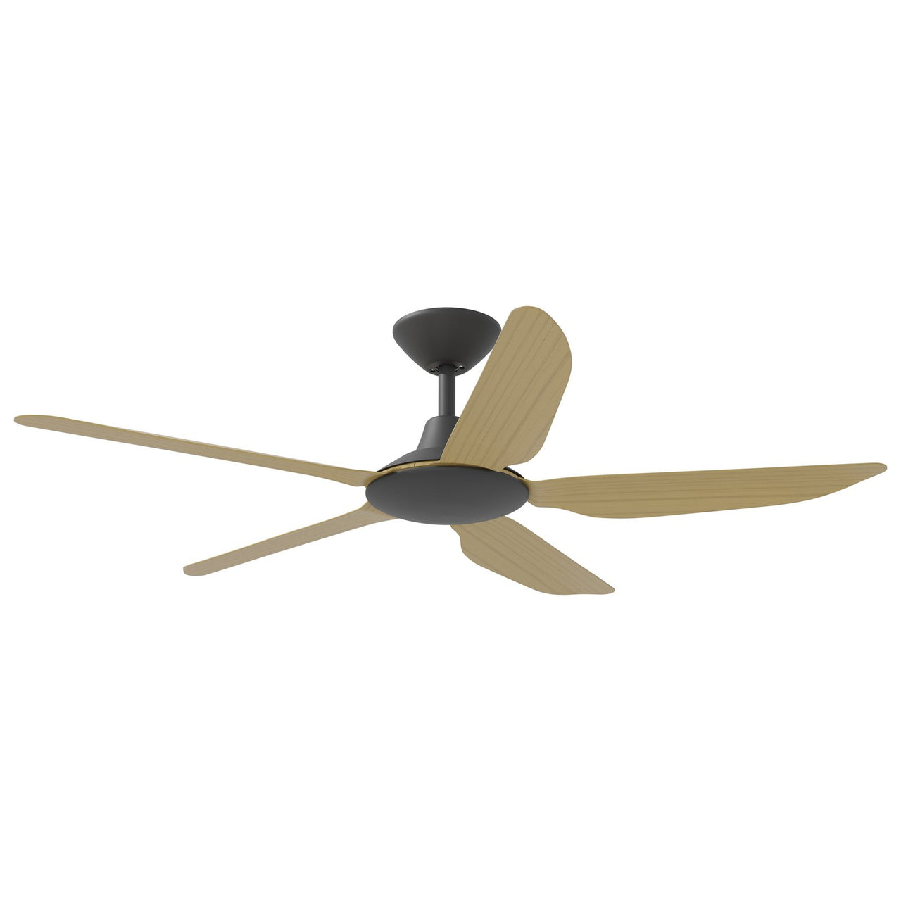 Calibo Storm 5 Blade Indoor/Outdoor DC Ceiling Fan with DC Wall Controller & Remote In Black with Bamboo