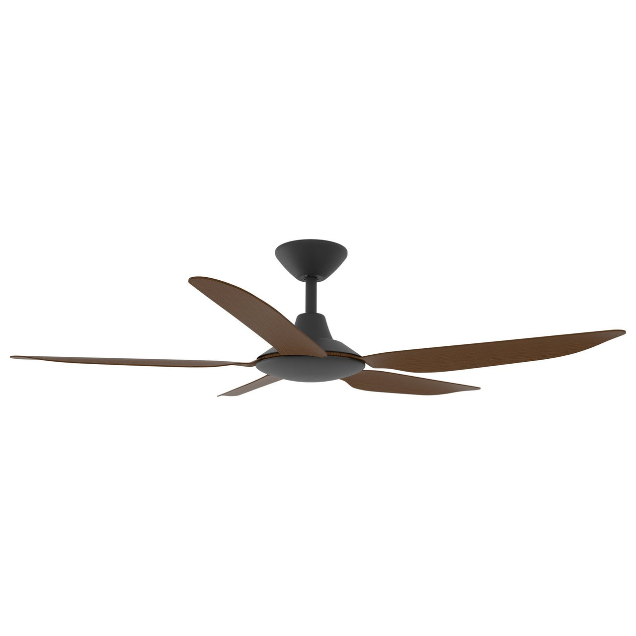 Calibo Storm 5 Blade Indoor/Outdoor DC Ceiling Fan with DC Wall Controller & Remote In Black with Koa