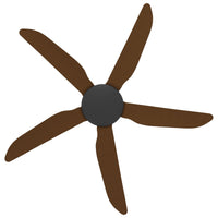 Thumbnail for Calibo Storm 5 Blade Indoor/Outdoor DC Ceiling Fan with DC Wall Controller & Remote In Black with Koa