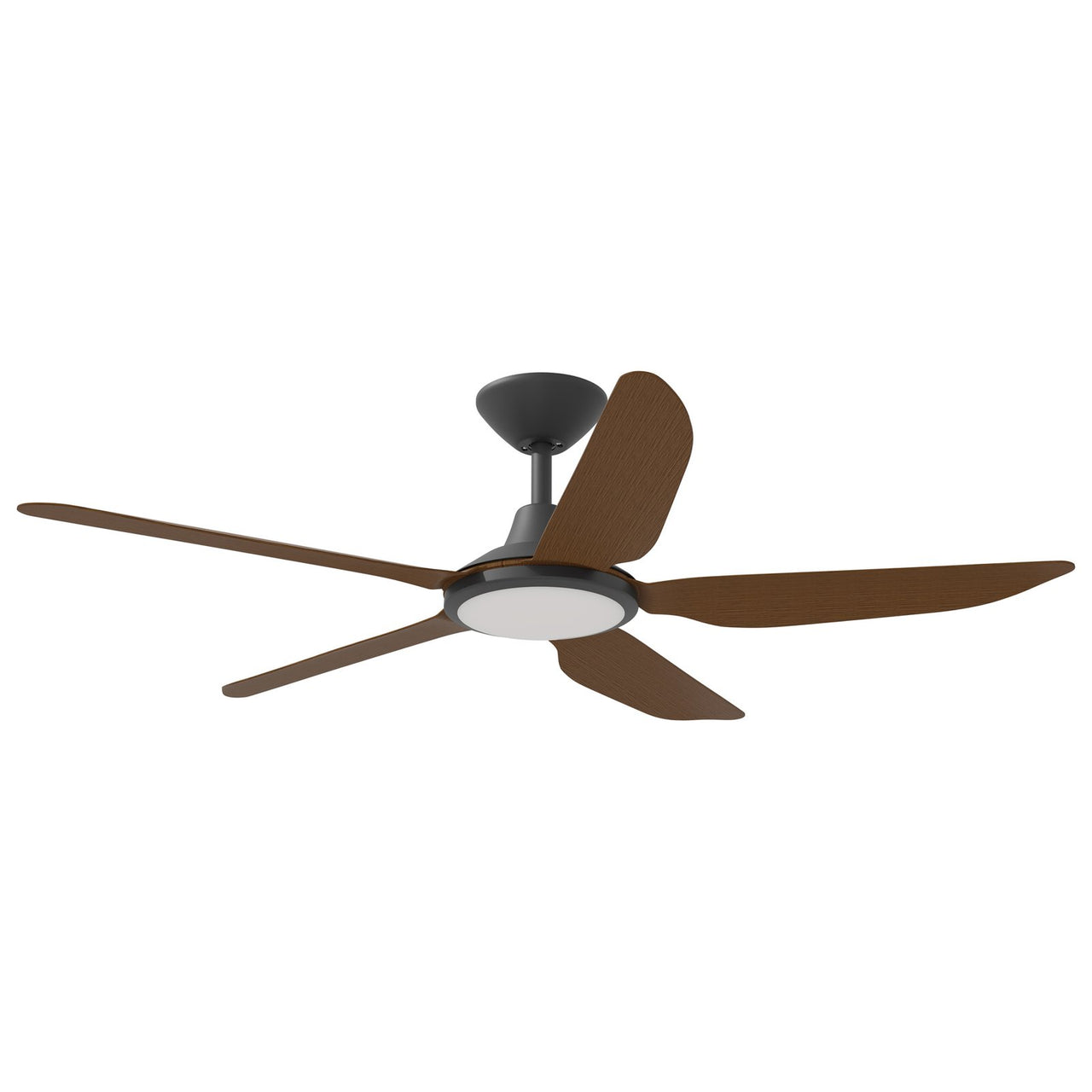 Calibo Storm 5 Blade 18W Tricolour LED Light Indoor/Outdoor DC Ceiling Fan & Remote In Black with Koa