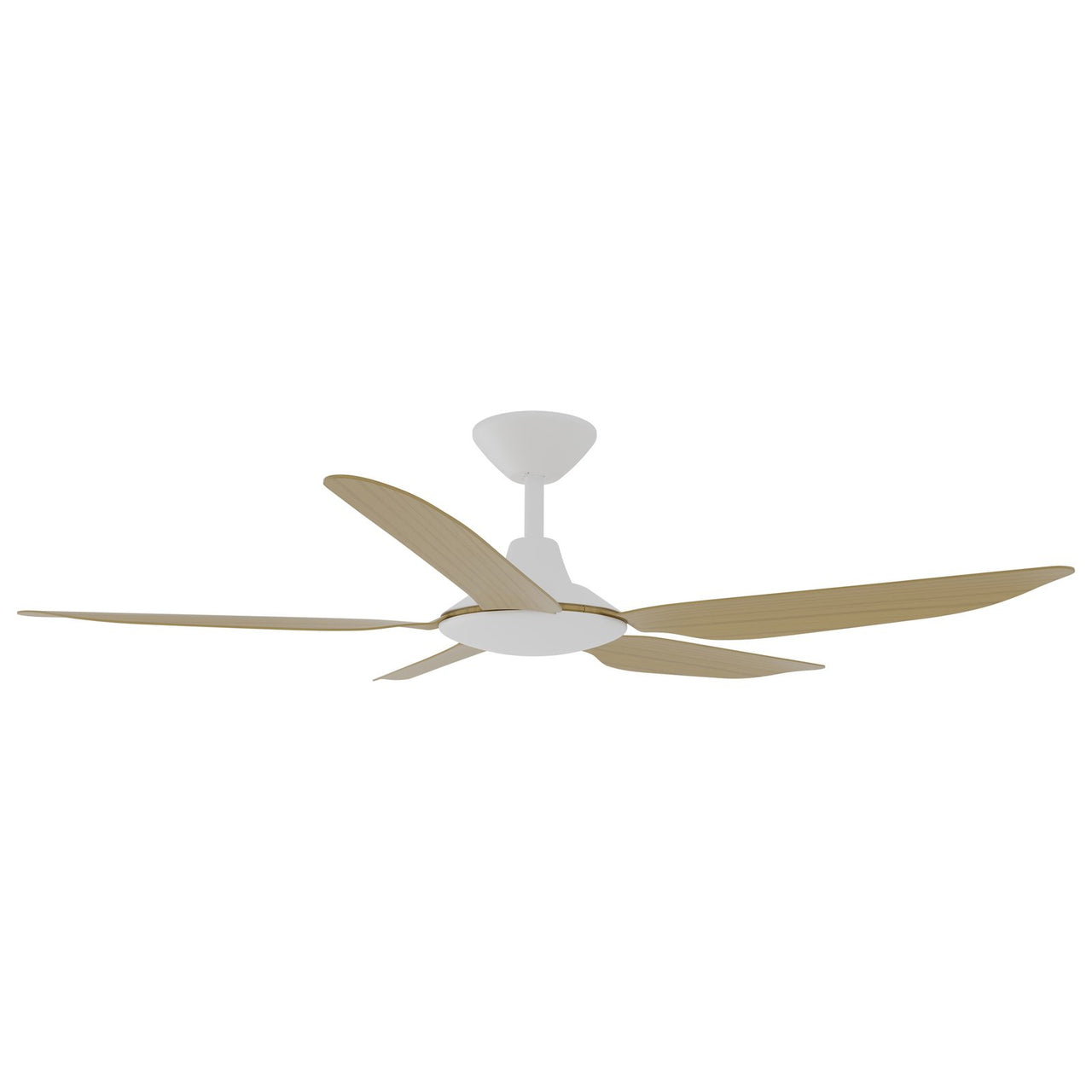 Calibo Storm 5 Blade Indoor/Outdoor DC Ceiling Fan with DC Wall Controller & Remote In White with Bamboo