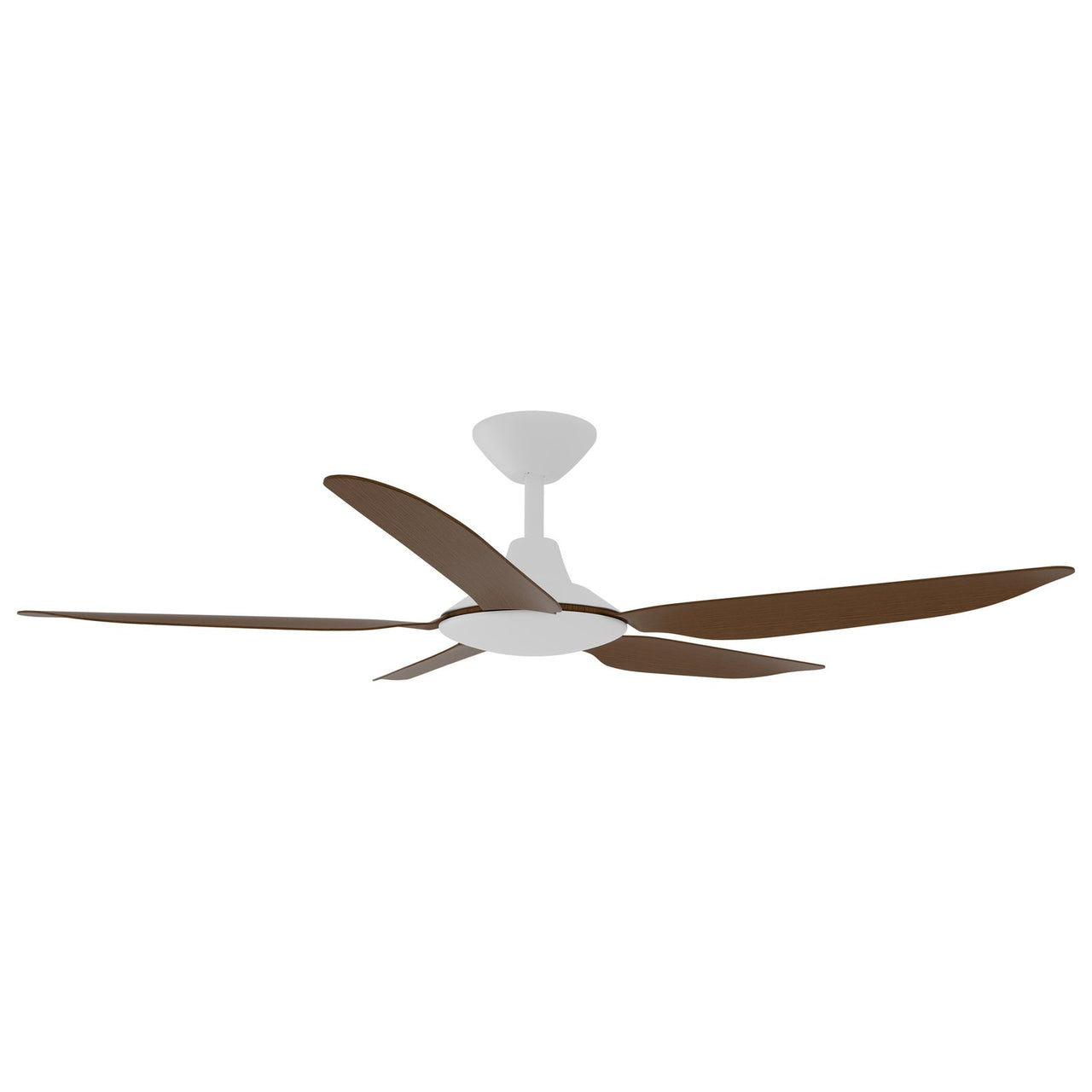 Calibo Storm 5 Blade Indoor/Outdoor DC Ceiling Fan with DC Wall Controller & Remote In White with Koa