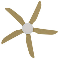 Thumbnail for Calibo Storm 5 Blade 18W Tricolour LED Light Indoor/Outdoor DC Ceiling Fan & Remote In White with Bamboo