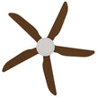 Calibo Storm 5 Blade 18W Tricolour LED Light Indoor/Outdoor DC Ceiling Fan & Remote In White with Koa