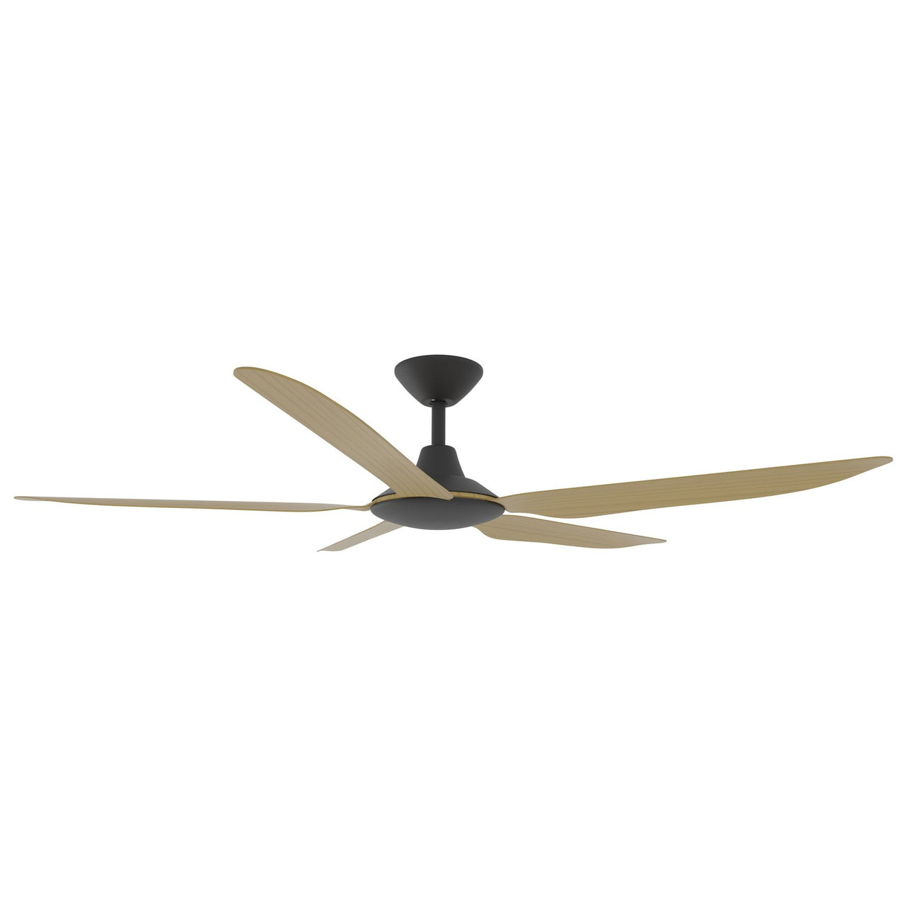 Calibo Storm 56" (1430mm) 5 Blade Indoor/Outdoor DC Ceiling Fan with DC Wall Controller & Remote in Black with Bamboo