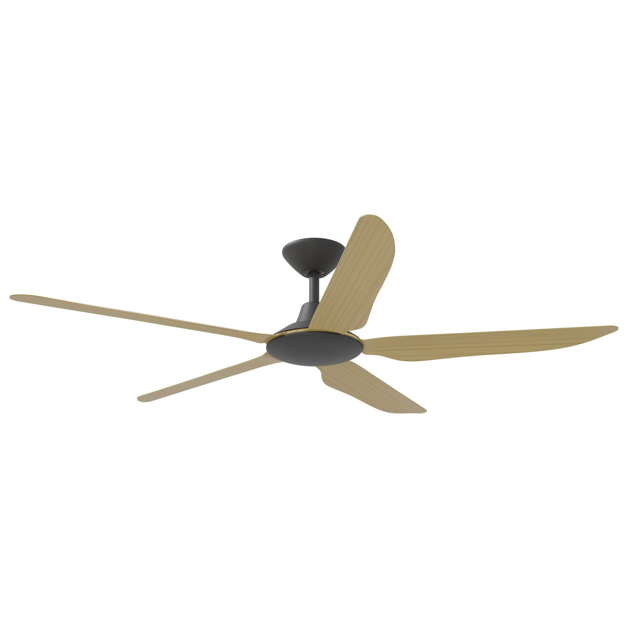 Calibo Storm 56" (1430mm) 5 Blade Indoor/Outdoor DC Ceiling Fan with DC Wall Controller & Remote in Black with Bamboo