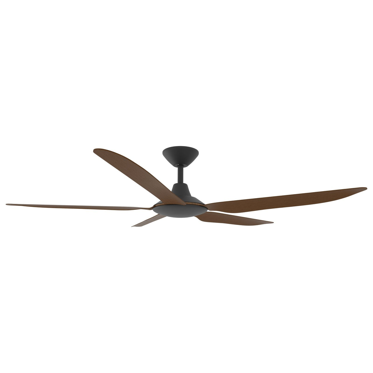 Calibo Storm 56" (1430mm) 5 Blade Indoor/Outdoor DC Ceiling Fan with DC Wall Controller & Remote in Black with Koa