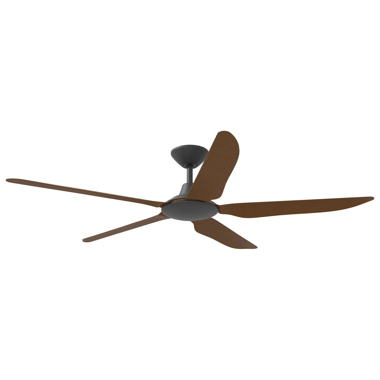 Calibo Storm 56" (1430mm) 5 Blade Indoor/Outdoor DC Ceiling Fan with DC Wall Controller & Remote in Black with Koa