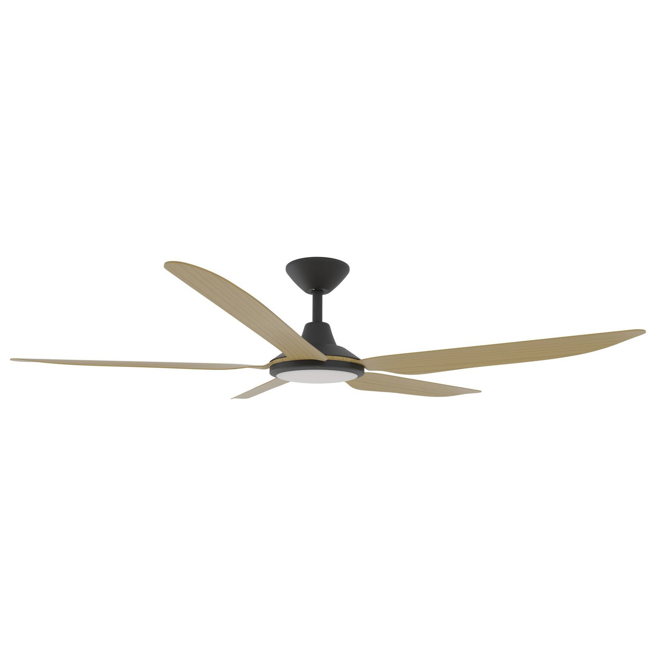 Calibo Storm 56" (1430mm) 5 Blade 18W Tricolour LED Light Indoor/Outdoor DC Ceiling Fan with DC Wall Controller & Remote in Black with Bamboo