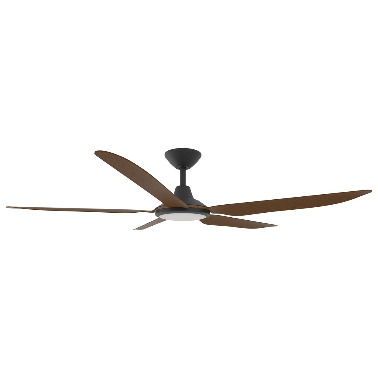 Calibo Storm 56" (1430mm) 5 Blade 18W Tricolour LED Light Indoor/Outdoor DC Ceiling Fan with DC Wall Controller & Remote in Black with Koa