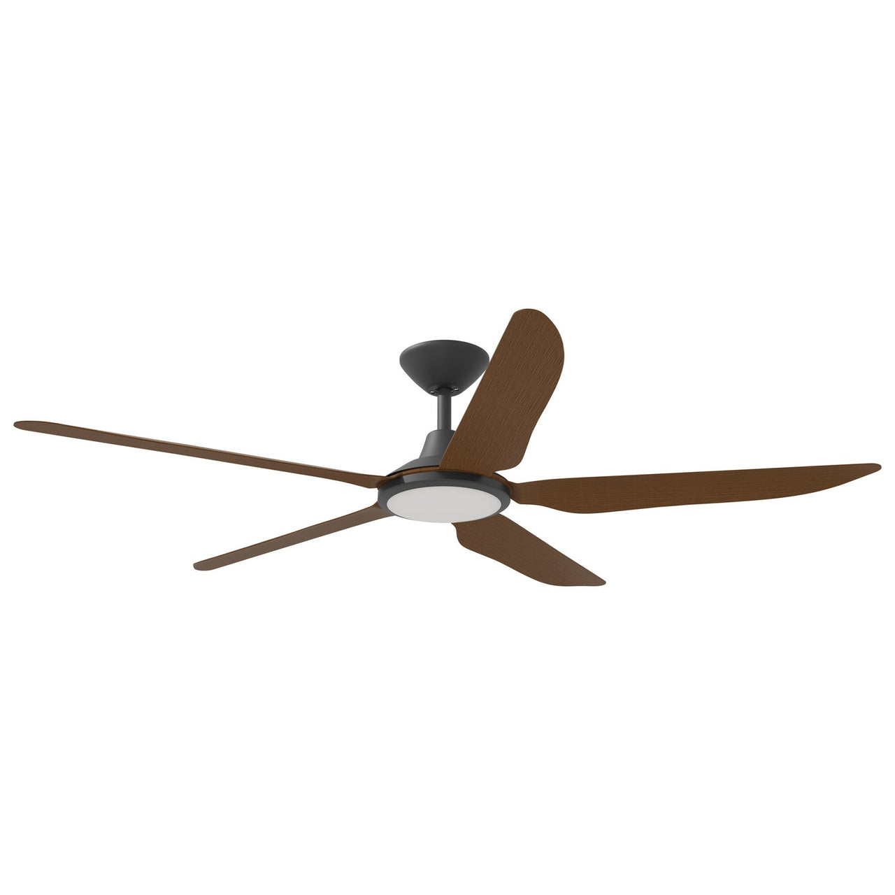 Calibo Storm 56" (1430mm) 5 Blade 18W Tricolour LED Light Indoor/Outdoor DC Ceiling Fan with DC Wall Controller & Remote in Black with Koa