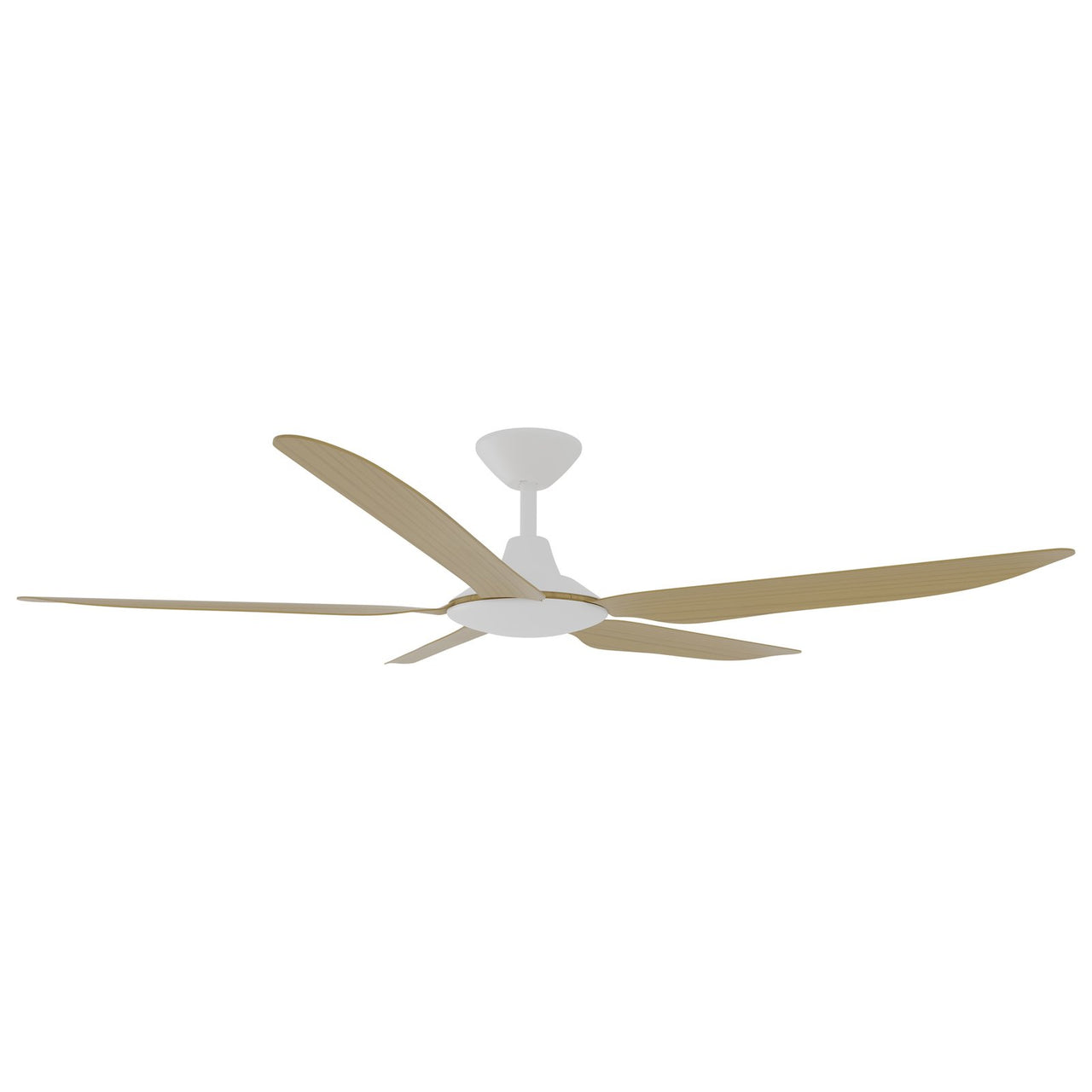 Calibo Storm 56" (1430mm) 5 Blade Indoor/Outdoor DC Ceiling Fan with DC Wall Controller & Remote in White with Bamboo