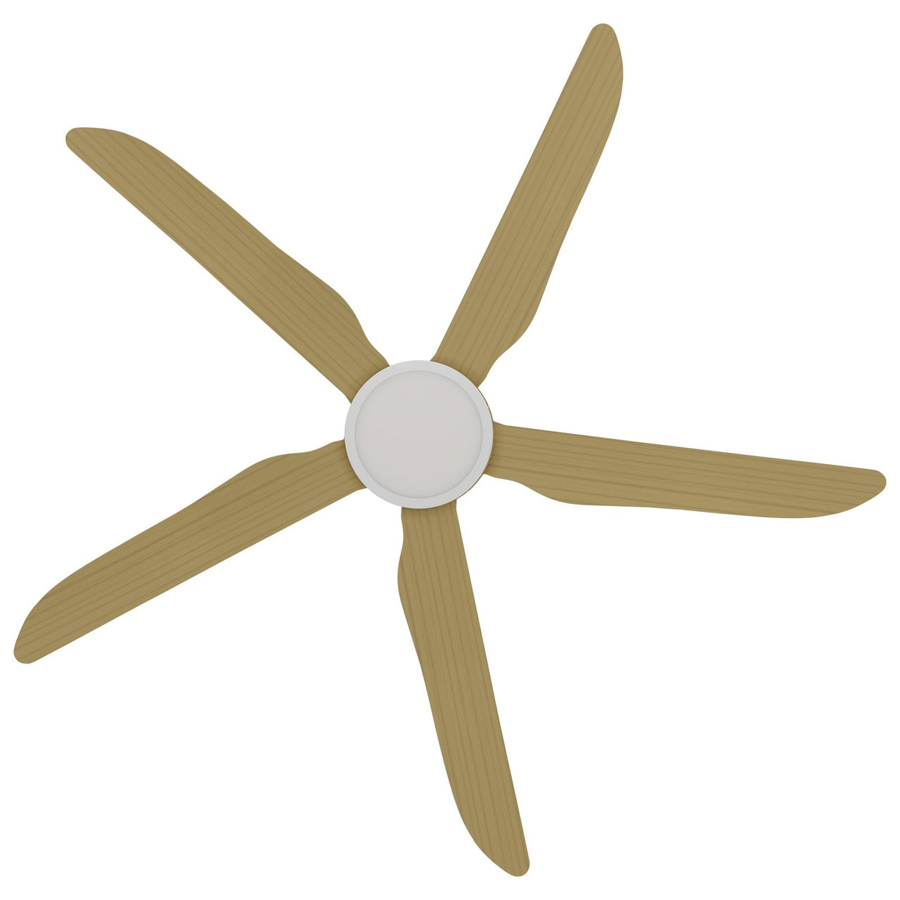 Calibo Storm 56" (1430mm) 5 Blade 18W Tricolour LED Light Indoor/Outdoor DC Ceiling Fan with DC Wall Controller & Remote in White with Bamboo