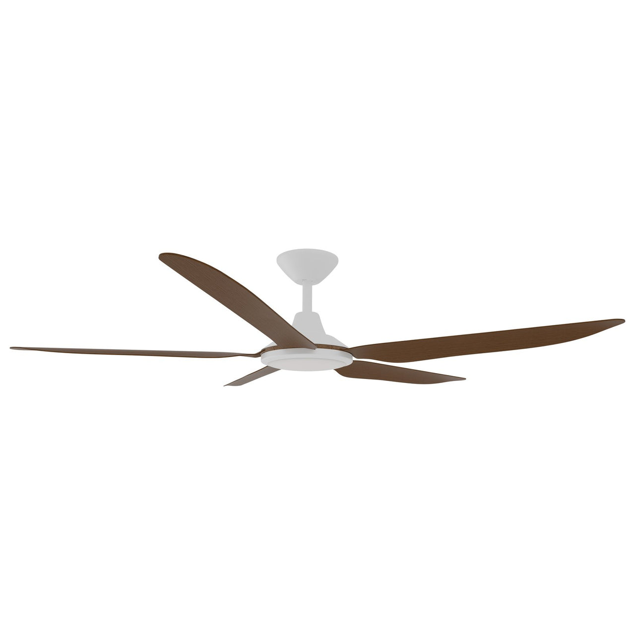 Calibo Storm 56" (1430mm) 5 Blade 18W Tricolour LED Light Indoor/Outdoor DC Ceiling Fan with DC Wall Controller & Remote in White with Koa