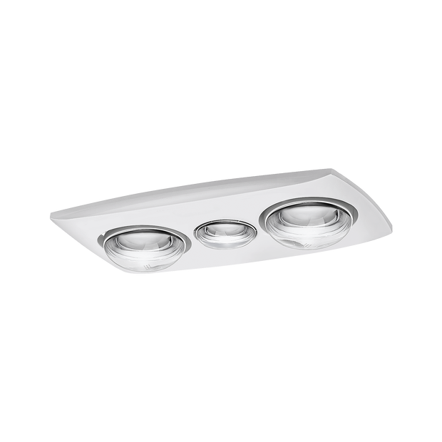 Contour 2  2 Heat 3 in 1 Bathroom Heater Exhaust Fan & 8w LED Light White