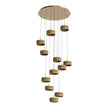 Couas 12 Dropper LED Pendant Textured Aluminium 120W TRI Colour Non-dimmable Gold Round base IP20