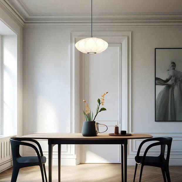 Aragon 35 White Fabric 35cm Pendant