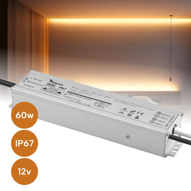60w 12v Dali Dimmable IP67 LED Driver