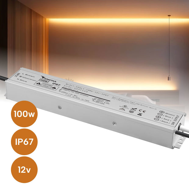 100w 12v Dali Dimmable IP67 LED Driver