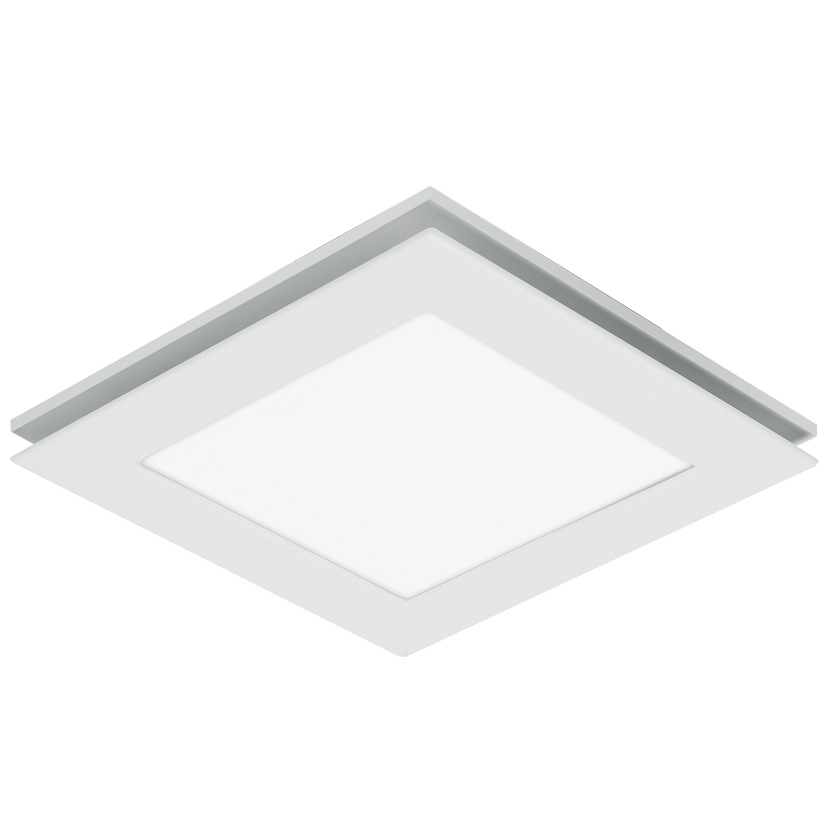 Flow Square 250mm Exhaust Fan & 12w Tricolour LED Light White