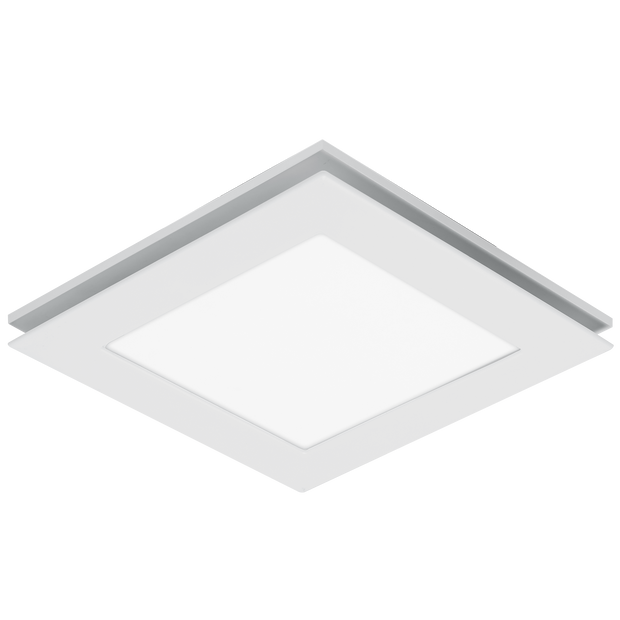 Flow Square 300mm Exhaust Fan & 12w Tricolour LED Light White