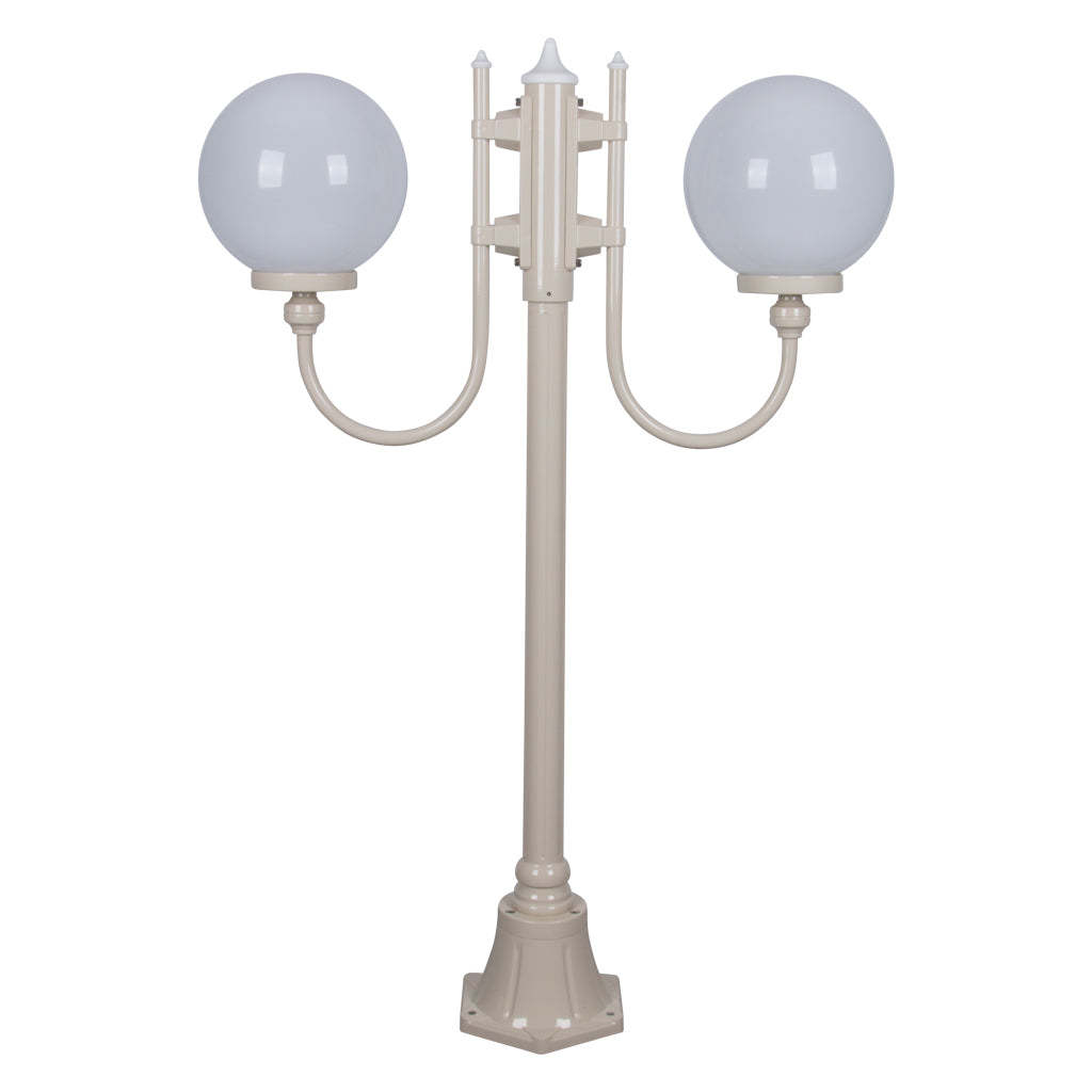 gt 608 lisbon twin 25cm spheres curved arms short post light