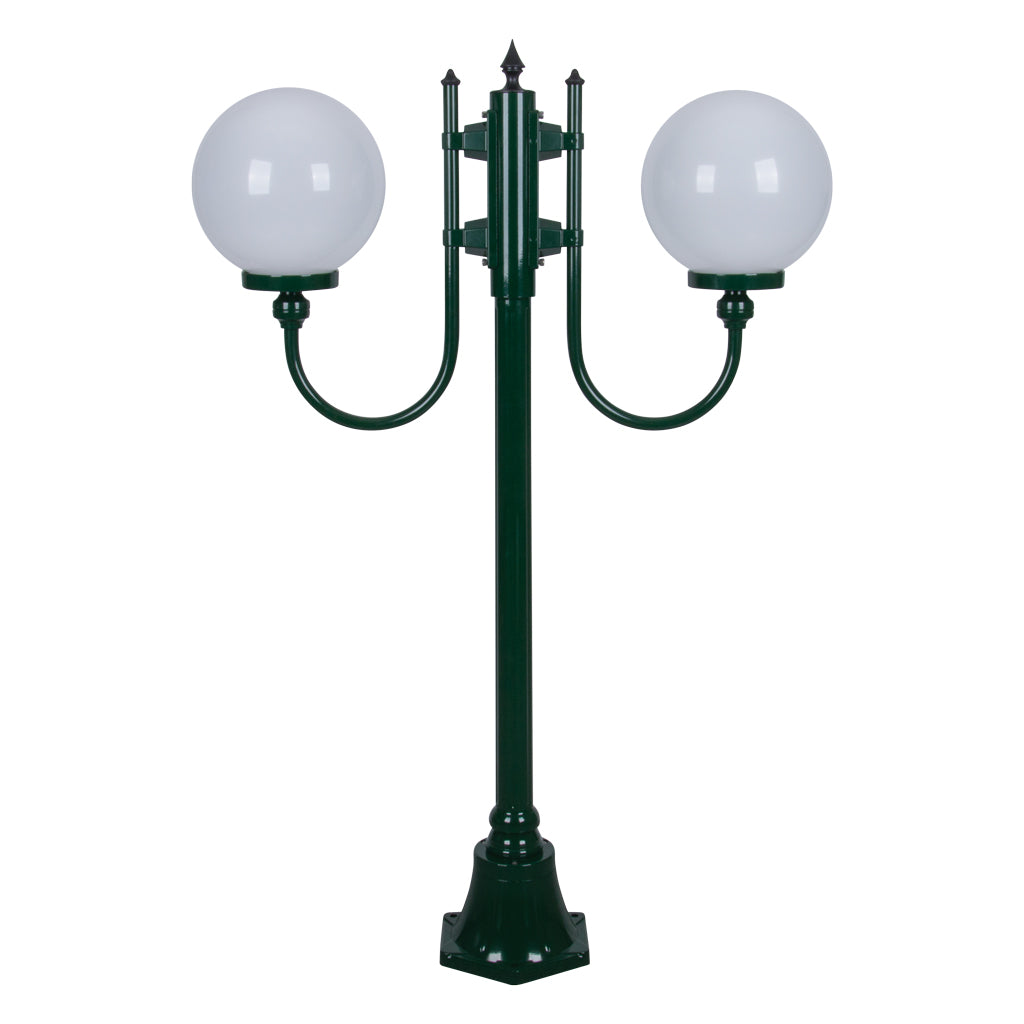 gt 608 lisbon twin 25cm spheres curved arms short post light