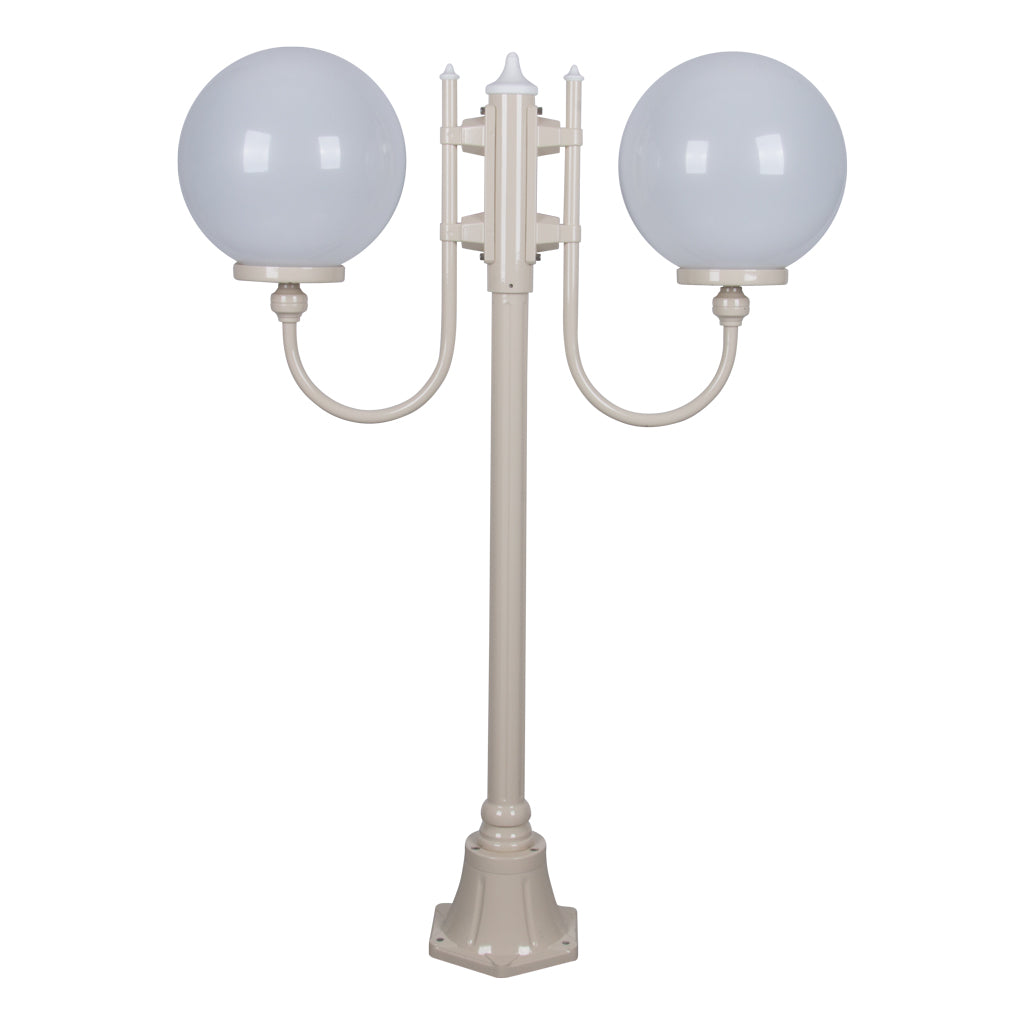 gt 609 lisbon twin 30cm spheres curved arms short post light