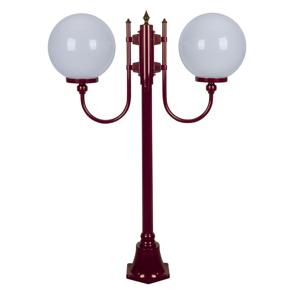 gt 609 lisbon twin 30cm spheres curved arms short post light