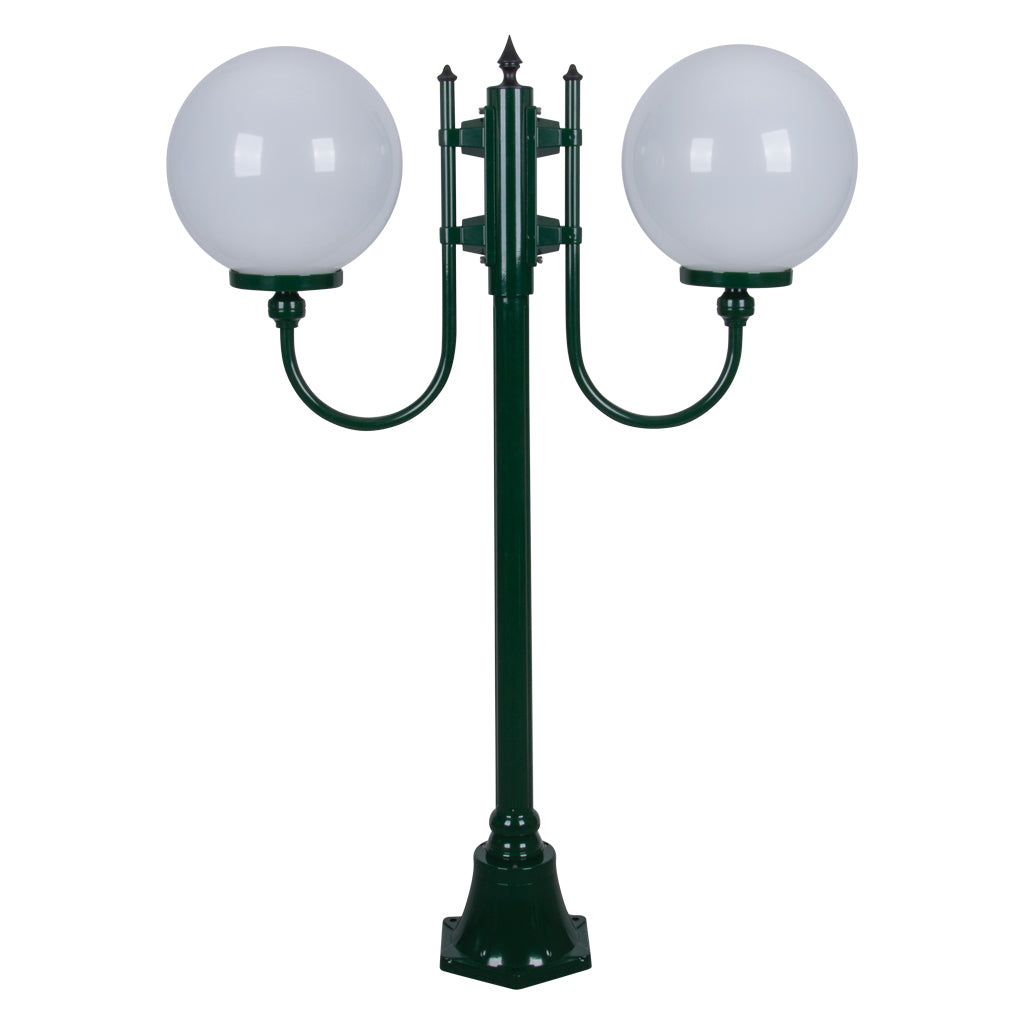 gt 609 lisbon twin 30cm spheres curved arms short post light