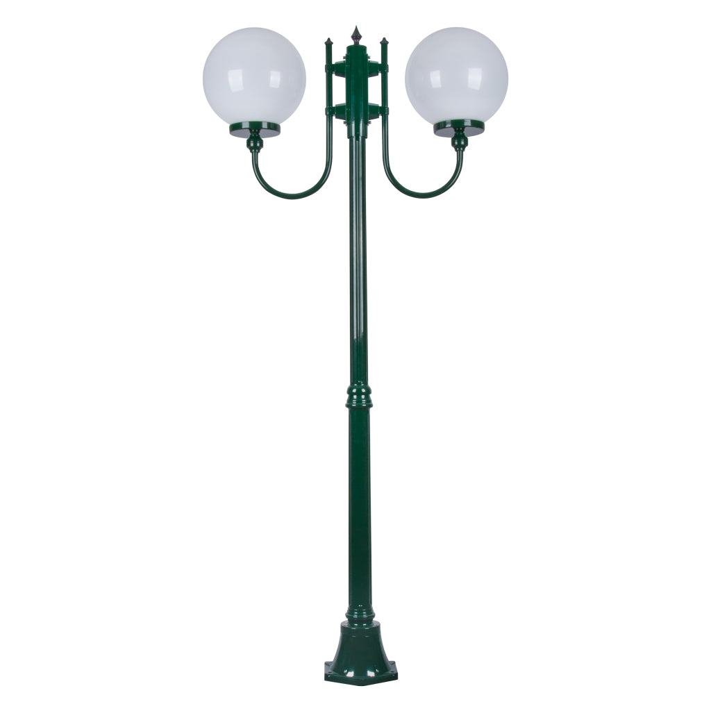 gt 615 lisbon twin 30cm sphere curved arms medium post light