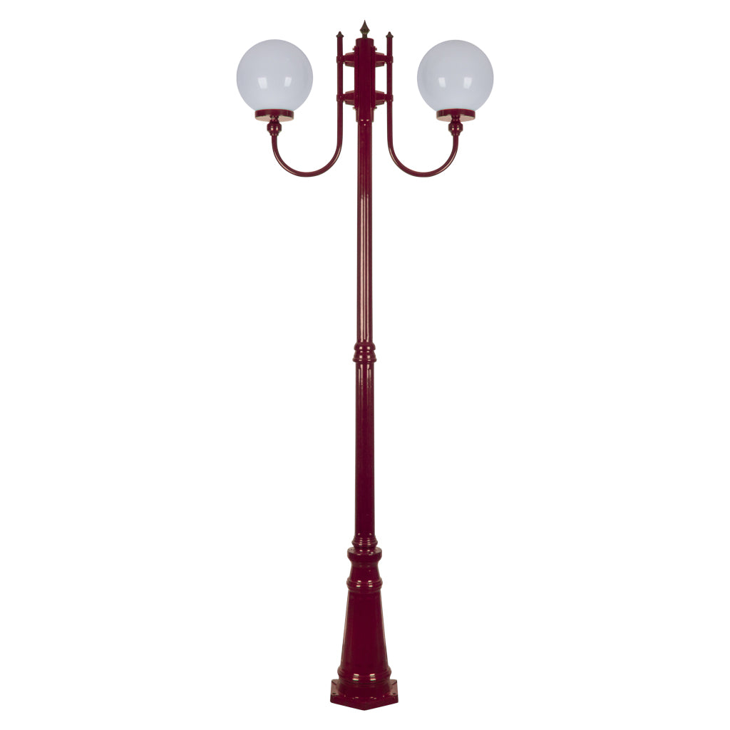 gt 620 lisbon twin 25cm sphere curved arms tall post light