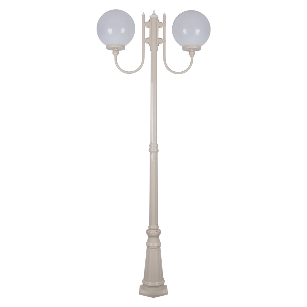 gt 621 lisbon twin 30cm spheres curved arms tall post light