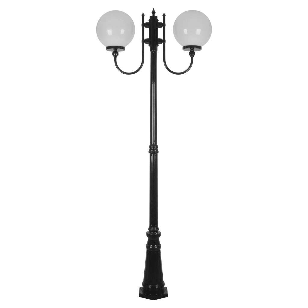 gt 621 lisbon twin 30cm spheres curved arms tall post light