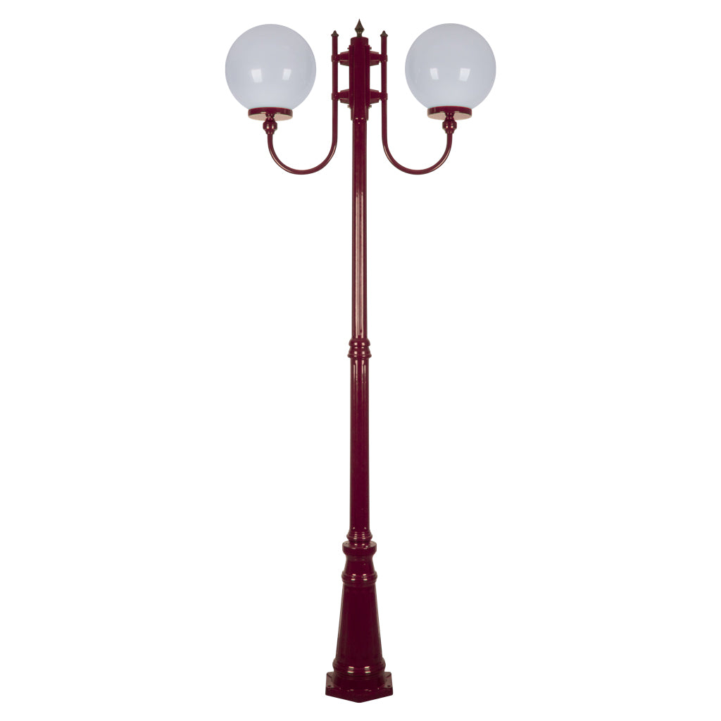 gt 621 lisbon twin 30cm spheres curved arms tall post light